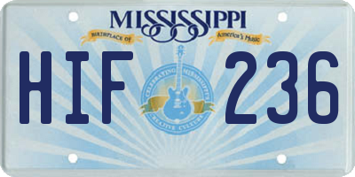MS license plate HIF236