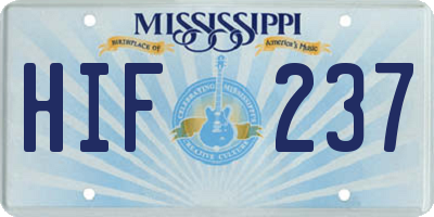 MS license plate HIF237