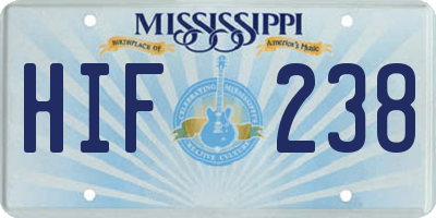 MS license plate HIF238