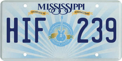 MS license plate HIF239