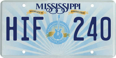 MS license plate HIF240