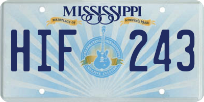 MS license plate HIF243
