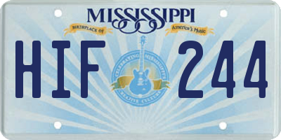 MS license plate HIF244