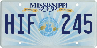 MS license plate HIF245