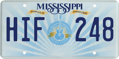 MS license plate HIF248