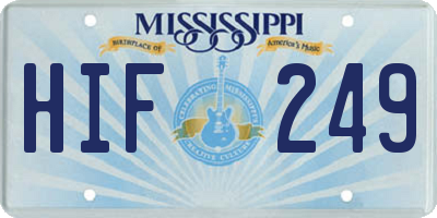 MS license plate HIF249