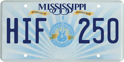 MS license plate HIF250