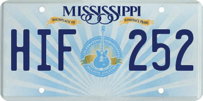 MS license plate HIF252