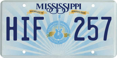 MS license plate HIF257