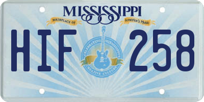 MS license plate HIF258