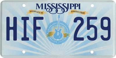 MS license plate HIF259
