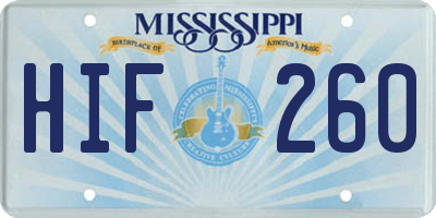 MS license plate HIF260