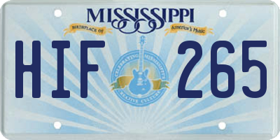 MS license plate HIF265
