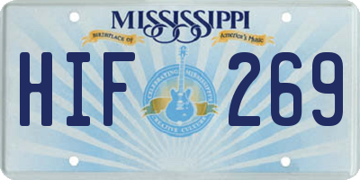 MS license plate HIF269