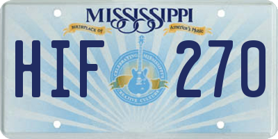 MS license plate HIF270