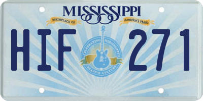 MS license plate HIF271