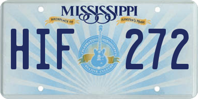 MS license plate HIF272