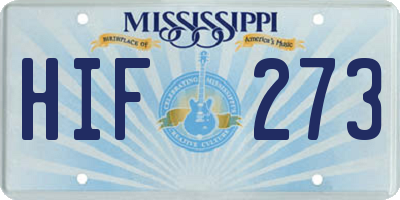 MS license plate HIF273