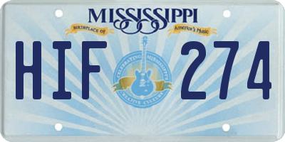 MS license plate HIF274