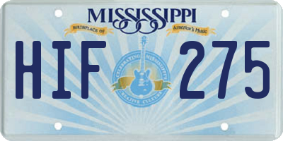 MS license plate HIF275