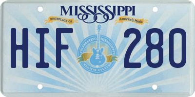 MS license plate HIF280