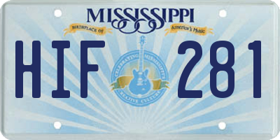 MS license plate HIF281
