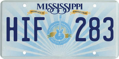 MS license plate HIF283