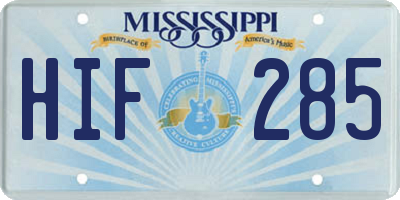 MS license plate HIF285