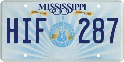 MS license plate HIF287