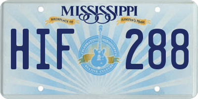 MS license plate HIF288