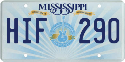 MS license plate HIF290