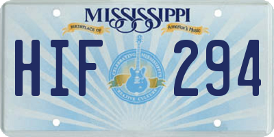 MS license plate HIF294