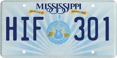 MS license plate HIF301