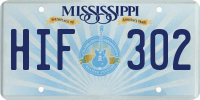 MS license plate HIF302