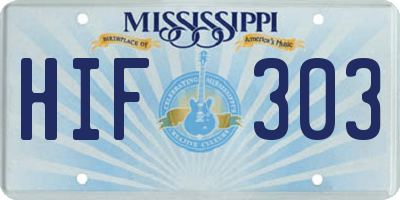 MS license plate HIF303