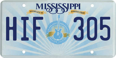 MS license plate HIF305