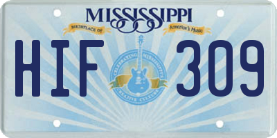 MS license plate HIF309