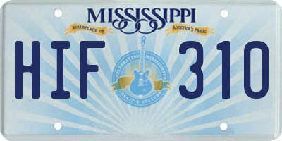 MS license plate HIF310