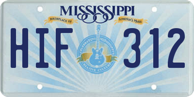 MS license plate HIF312