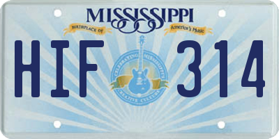 MS license plate HIF314