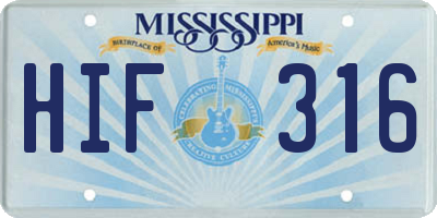 MS license plate HIF316