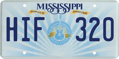 MS license plate HIF320