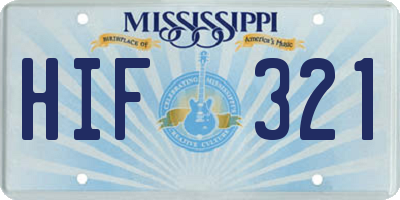 MS license plate HIF321