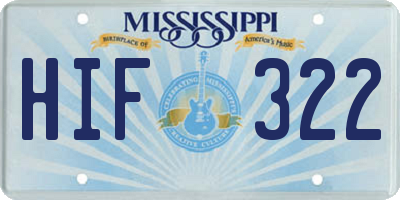 MS license plate HIF322