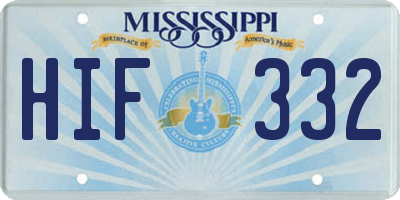 MS license plate HIF332