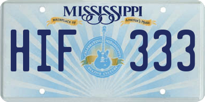 MS license plate HIF333