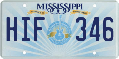 MS license plate HIF346
