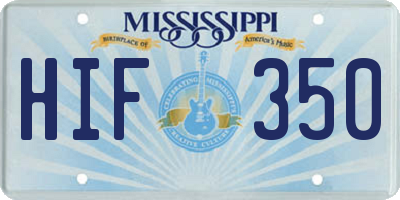 MS license plate HIF350