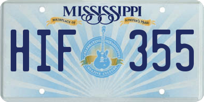 MS license plate HIF355