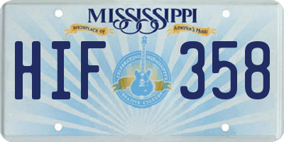 MS license plate HIF358